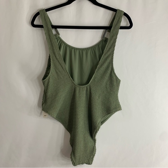 NWT Aerie Crinkle Birthday Scoop Cheekiest One Piece Olive Swimsuit, size M & XL - Picture 8 of 12